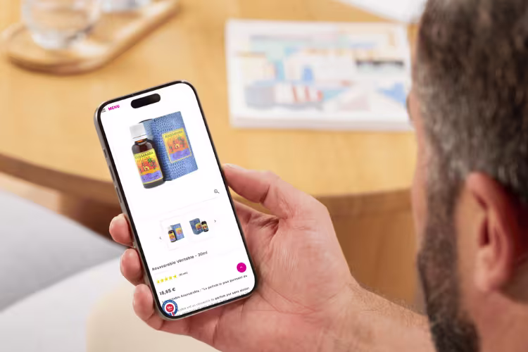 Affichage d'un produit du site d'Ananda sur mobile